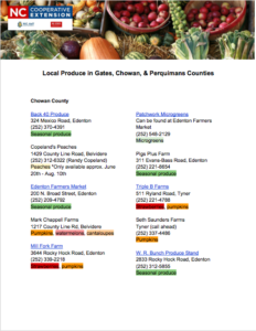 Cover photo for Local Produce in Gates, Chowan, and Perquimans Counties