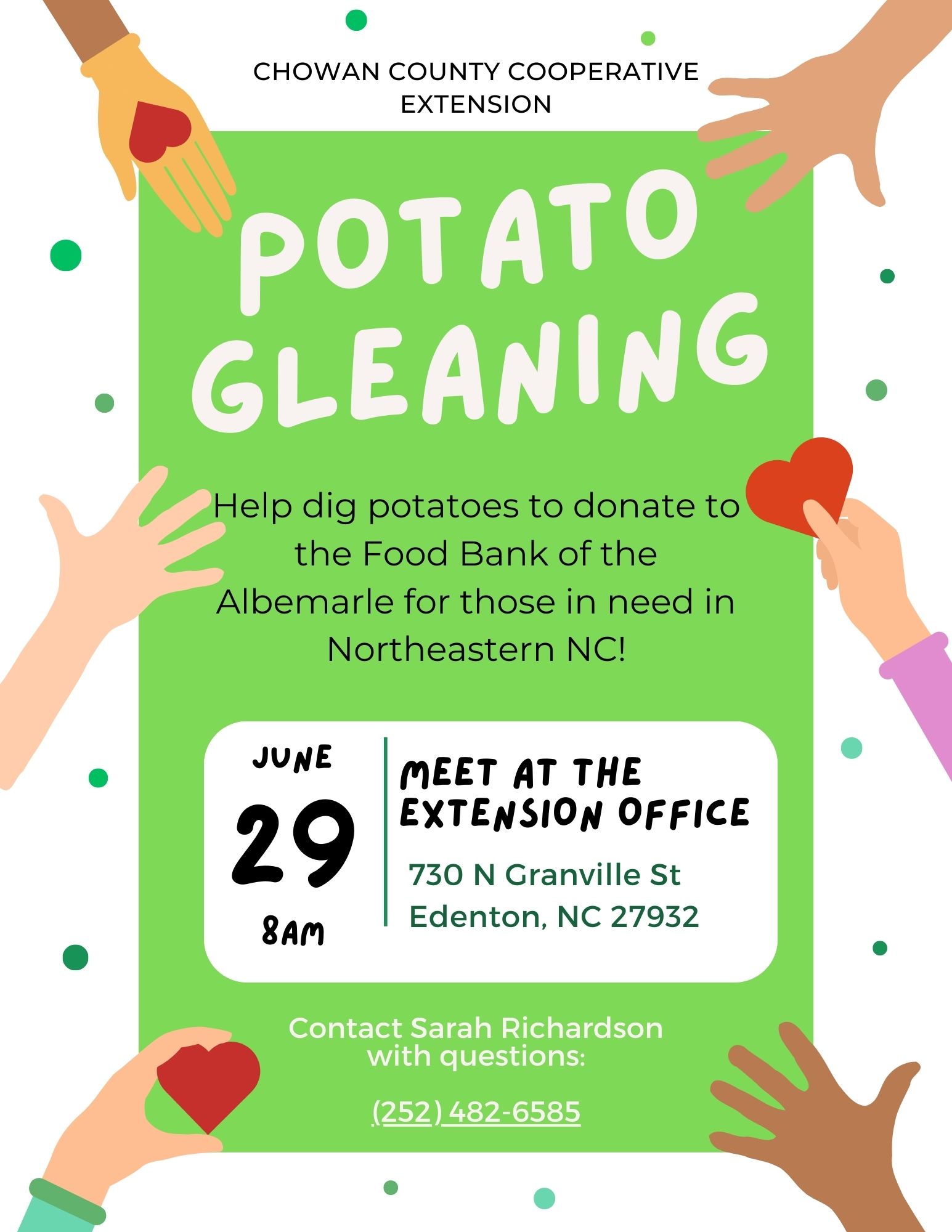 Potato Gleaning Community Service Opportunity