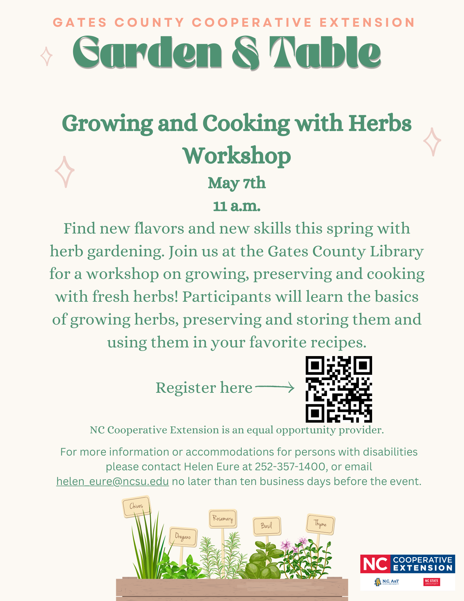 Garden & Table - Growing and Cooking with Herbs Workshop